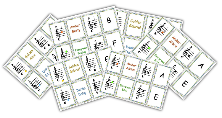 Pitch flash cards for violin examples